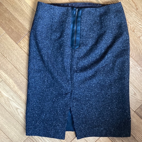 Brown Toned Knitted Pencil Skirt with Pleather detailing - Picture 2 of 6